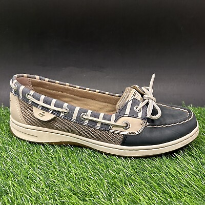 #ad Sperry Top Sider Loafers Womens 9 M Blue White Boat Shoes Leather Casual Outdoor $19.99