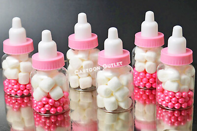 #ad 12 Baby Shower Pink Fillable Baby Bottles Favors Gift Decoration Girl Recuerdos $9.87