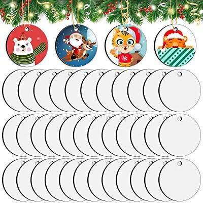 #ad 35 Pieces Sublimation Ornament Blanks Round Blank Sublimation Ornaments Subl... $32.56