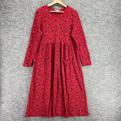 #ad Vntage H. Apparel Co. Dress Women XL Red Floral Sheath Long Cotton Long Sleeve $15.02