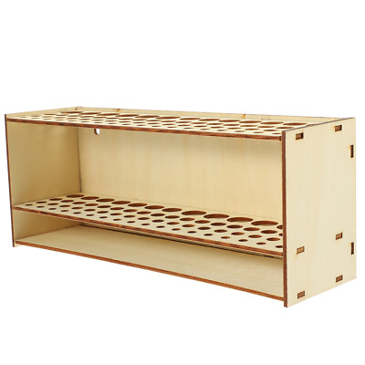 #ad Wood Paint Brush Holder Organizer Rack 67 Holes Desk Storage Container $12.99