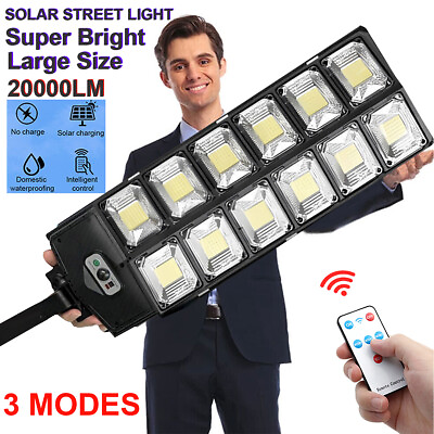 #ad Solar Street Light Outdoor Motion Sensor Lamp Commercial Dusk To Dawn Road Lamp $29.65