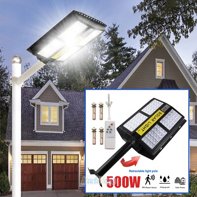 500W 100000000LM LED Solar Street Light IP67 Outdoor Dusk to Dawn Road LampPole $106.73