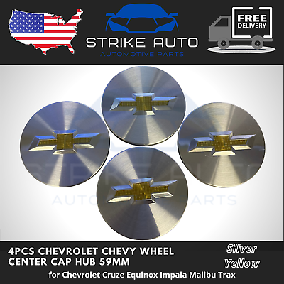 #ad 4x Chevy Sparkly Silver Wheel Emblem Center Hub Caps 59mm for Chevrolet 9594156 $19.99