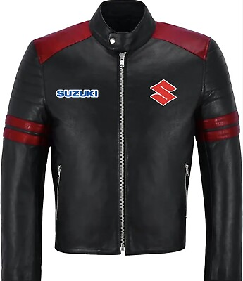 #ad New Motor bike Suzuki Pure Cowhide Motorcycle Motor Bike Racing Leather jacket $185.00
