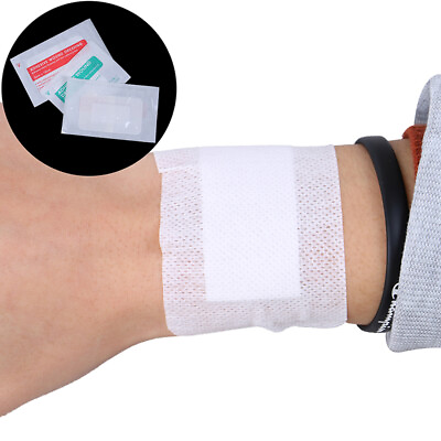 #ad 10Pcs Breathable Self adhesive Wound Dressing Band Large Aid Bandage Hemosta Jo $2.53