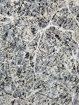 #ad Original Abstract Action Painting jackson pollock style signed art decor paint $135.00