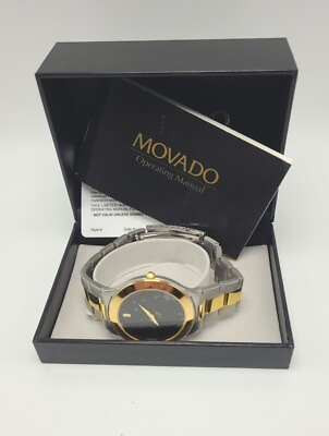 #ad Movado Museum 81D18622 38mm Two Tone Swiss Quartz Mens Watch New Sales Sample $439.00