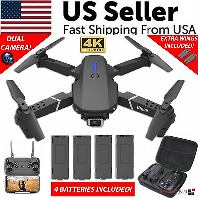 #ad 2024 New RC Drone With 4K HD Dual Camera WiFi FPV Foldable Quadcopter 4 Battery $28.39