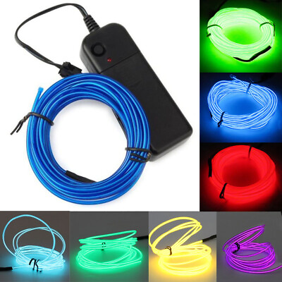 Battery Operated Neon LED Lights Glow EL Wire String Strip Rope Tube Party Decor $9.99