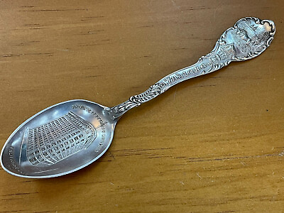 #ad Vintage Knights of Pythias Building Ster. Silver Souvenir Spoon 21.6g 0.695ozt $39.99