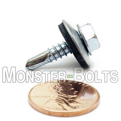 #ad #10 x 3 4quot; HWH w Bonded EPDM Washer Zinc #3 Pt.0Self Drilling Tek Roofing Screws $7.41