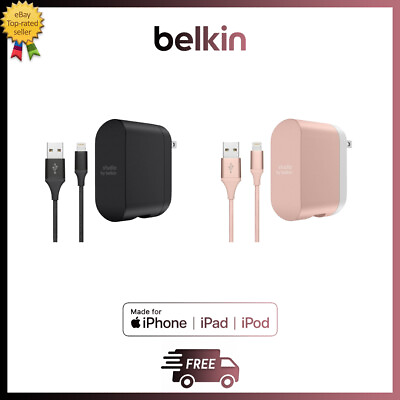 #ad Belkin iPhone Charger Lightning Cable Dual Port Wall Adapter MFi Certified $15.00