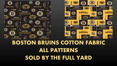 #ad Boston Bruins Cotton Fabric NHL Cotton Quilting Fabric Sold By The Full Yard $17.99