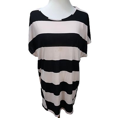 #ad New Ted Baker Flattering Draped Striped Oversized Long Striped Knit Top T Shirt $29.99