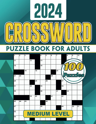 #ad 2024 Medium Crossword Puzzle Books for Adults 100 Puzzles: Fun and Engaging Br $14.35