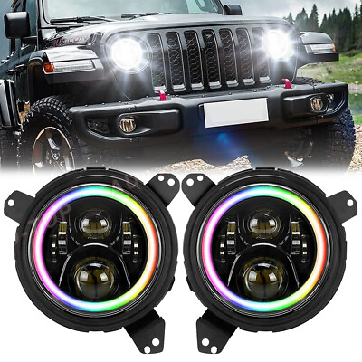RGB LED Headlights Combo for Jeep Wrangler JL Gladiator 2018 2019 2020 2021 2022 $125.99