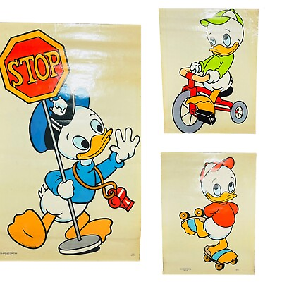 #ad Very Rare Vintage Disney Ducktales Huey Dewey amp; Louie Window Wall Clear Decal $119.78