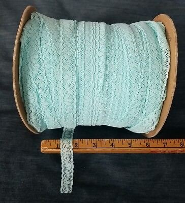 #ad Lace Trim Baby Blue Lace ⅝quot; 6quot; Wide Spool Hundreds Of Yards Vintage $45.00