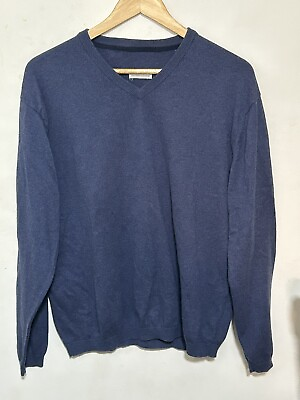 #ad Vintage Cashmere V Neck Pullover Sweater Size L Navy Blue Unbranded $29.00