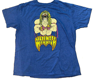 #ad WWE Legends Ultimate Warrior Men#x27;s Blue T shirt NWT $16.95