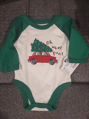 #ad Holiday Time Baby and Toddler Long Sleeve Raglan Christmas Bodysuit Size 0 3M $8.99