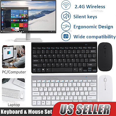 #ad 2.4Ghz Slim Mini Wireless Keyboard and Mouse Combo Set For PC Laptop Computer $14.55