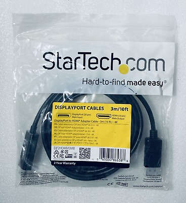#ad New StarTech DP2HDMM3MB DisplayPort Male to HDMI Male 4K 10ft Adapter Cable $20.00