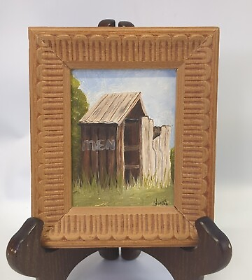 #ad Judy House Original Painting Mini Shelf Size 5x5 Out House Country Core Farm $14.99