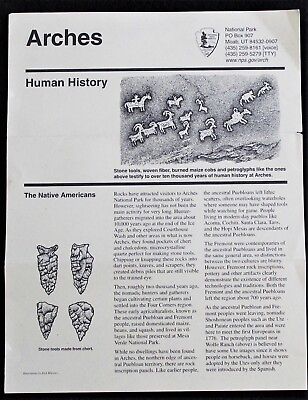 #ad ARCHES NATIONAL PARK BROCHURE ON HUMAN HISTORY AT ARCHES 1999 $1.96