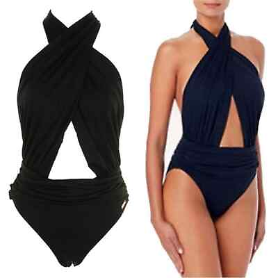 #ad NWT Vince Camuto Riviera Wrap Halter Neck Swimsuit 10 $81.88