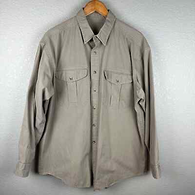 #ad Vintage CC Filson Long Sleeve Button Up Shirt Size XL Beige Mid Cotton Canvas $69.99