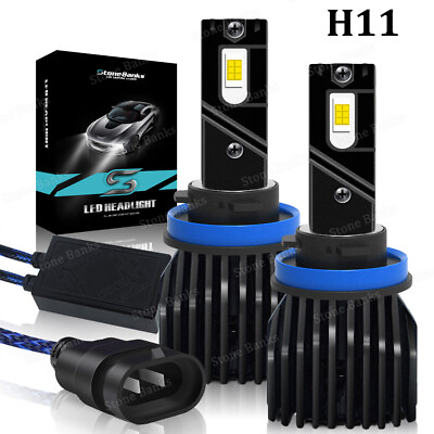 #ad Pair H11 H8 H9 LED Headlight Bulbs CANbus Kit Hi Low Beam 6000K Bright White CSP $19.99