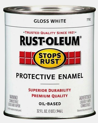 #ad Rust Oleum GLOSS WHITE 1 qt. Stops Rust PROTECTIVE ENAMEL Oil Based 7792 504 NEW $27.99