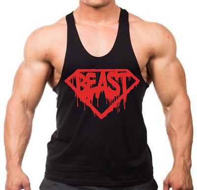 #ad New Super Beast Stringer Tank Top Shirt Muscle Gym Workout Bodybuilding Fitness $12.99