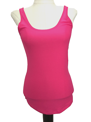#ad NO BOUNDARIES FITTED Bright Pink SUPERSOFT Stretch Knit SCOOP TANK SZ. Jr. S* $11.35