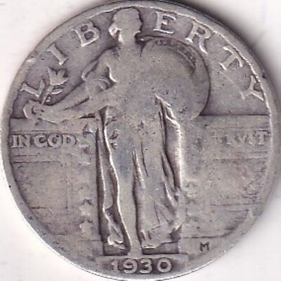 #ad 1930 SILVER Standing Liberty Quarter #98 F BEAUTIFUL COIN BEAUTIFUL COLOR $10.00