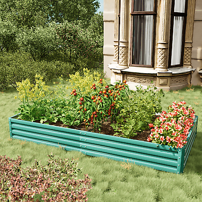 #ad 8x4x1FT Raised Garden Bed Kit Galvanized Planter Raised Garden Boxes Outdoor $34.19