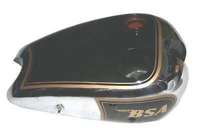 #ad Black Painted Chrome Plated Golden Stripe Petrol Gas Fuel Tank BSA Sloper AEs $334.94
