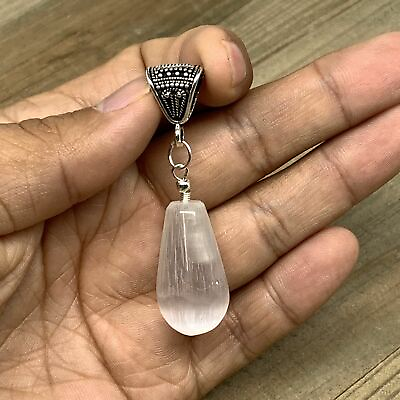 #ad 1pc 9 13g 1.1quot; 1.2quot; Teardrop Selenite Pendant Polished from Morocco F500 $4.50