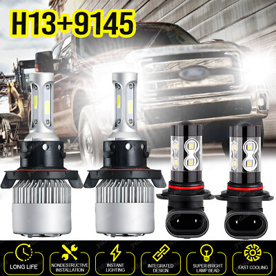 #ad 4x LED Headlight High Low BeamFog Light Kit for 2005 2014 Ford F150 F250 F350 $23.88