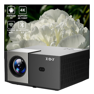 #ad XGODY Android Projector Smart 500 ANSI 5G WiFi Bluetooth UHD 4K Home Theater USB $171.94