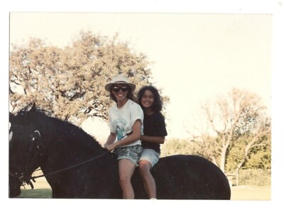 #ad Vintage 1989 Photo 2 Girls Posing On Horse Sunglasses 1980#x27;s Found Art OPL22 $5.00
