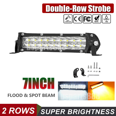 #ad #ad Double Row Strobe 7quot;INCH LED WORK LIGHT BAR FLOOD FOG LAMP OFFROAD ATV TRUCK 4WD $15.33