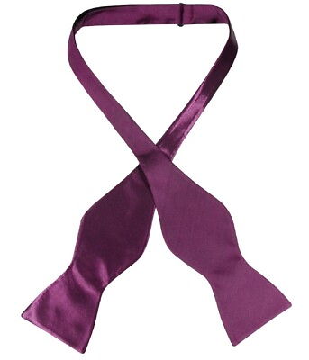 #ad Biagio SELF TIE Bow Tie Solid EGGPLANT PURPLE Color Mens BowTie $12.95