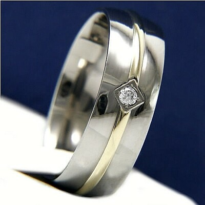 #ad Wedding Band Men#x27;s 0.01 CT CZ Titanium Engagement Ring $12.35