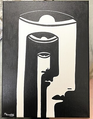 #ad Pop Modern Abstract Modernist Face Painting Black and White Manner of Picasso $324.99