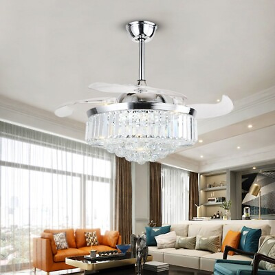 #ad Crystal Fan Lights European Ceiling Fan Lights Living Room Bedroom Dining Room I $209.99