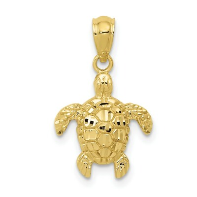 #ad Real 10kt Yellow Gold Gold Polished amp; Textured Small DC Turtle Pendant $73.87