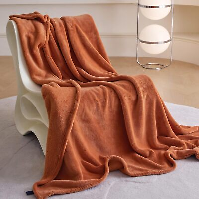 #ad Royoliving Soft Fleece Blanket Queen Size Burnt Orange 400GSM Thick Flannel B... $55.67